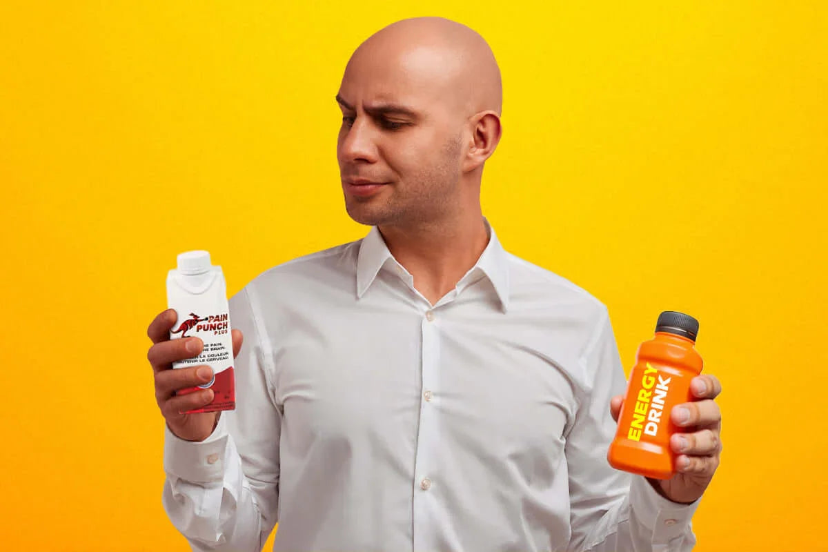 Pain Punch brain and body boost compared to energy drinks